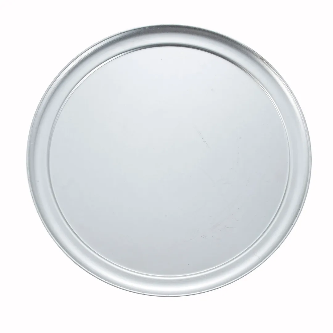 Winco APZT-10 10" Aluminum Pizza Tray with Rim, Round
