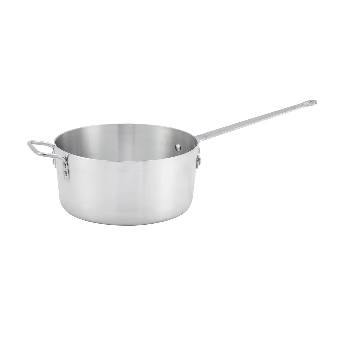 Winco ASP-10 10 Qt. Heavyweight Tapered Aluminum Sauce Pan with Helper Handle