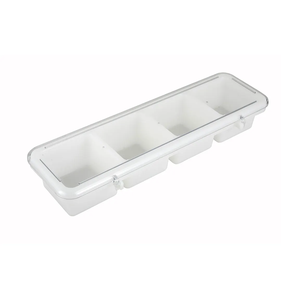 Winco BC-4P White Plastic Bar Condiment Holder w/ (4) Compartments