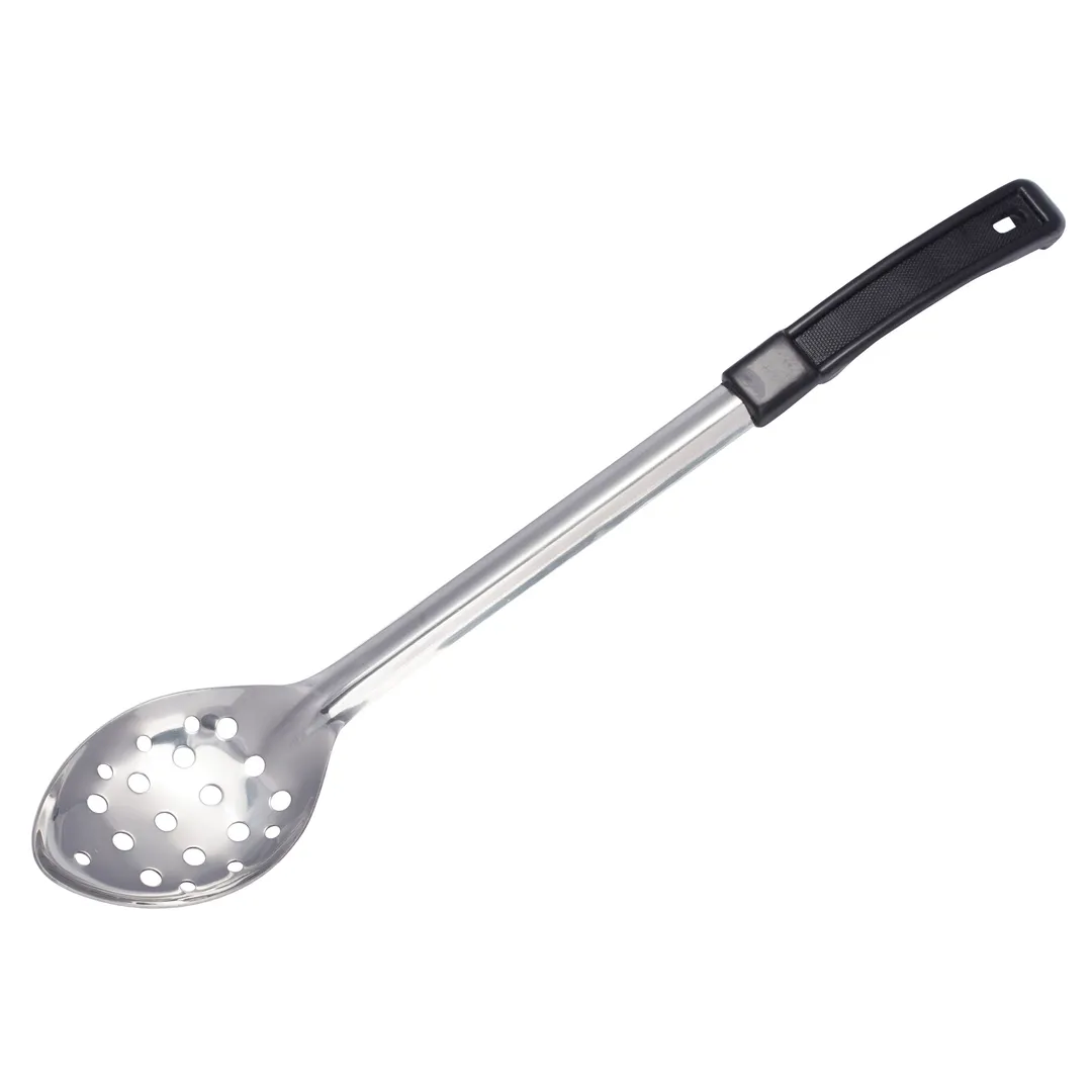 Winco BHPN-15 15" Stainless Steel Perforated Basting Spoon with Black Plastic Handle
