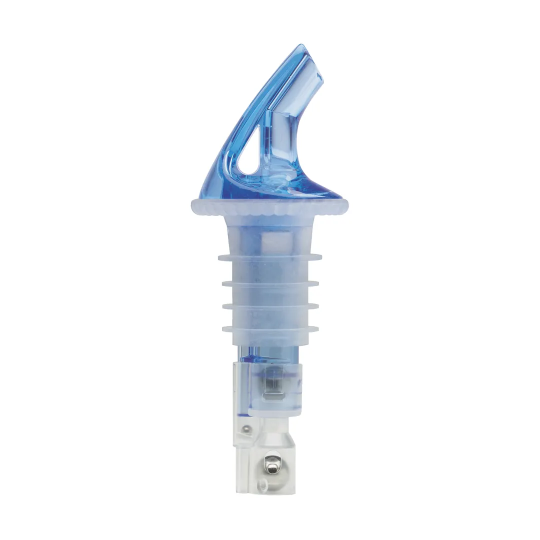 Winco BMP-1150B Bar Maid 1.5 oz Premium Liquor Pourers, Blue Plastic No-Collar Design - 12/Pack