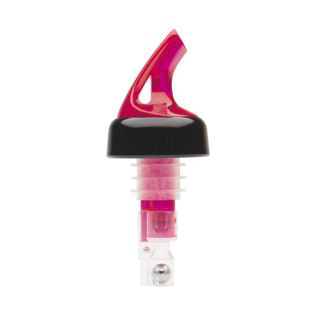 Winco BMP-3100R Bar Maid 1 oz Liquor Pourers, Red Spout, Black Collar, Plastic - 12/Pack