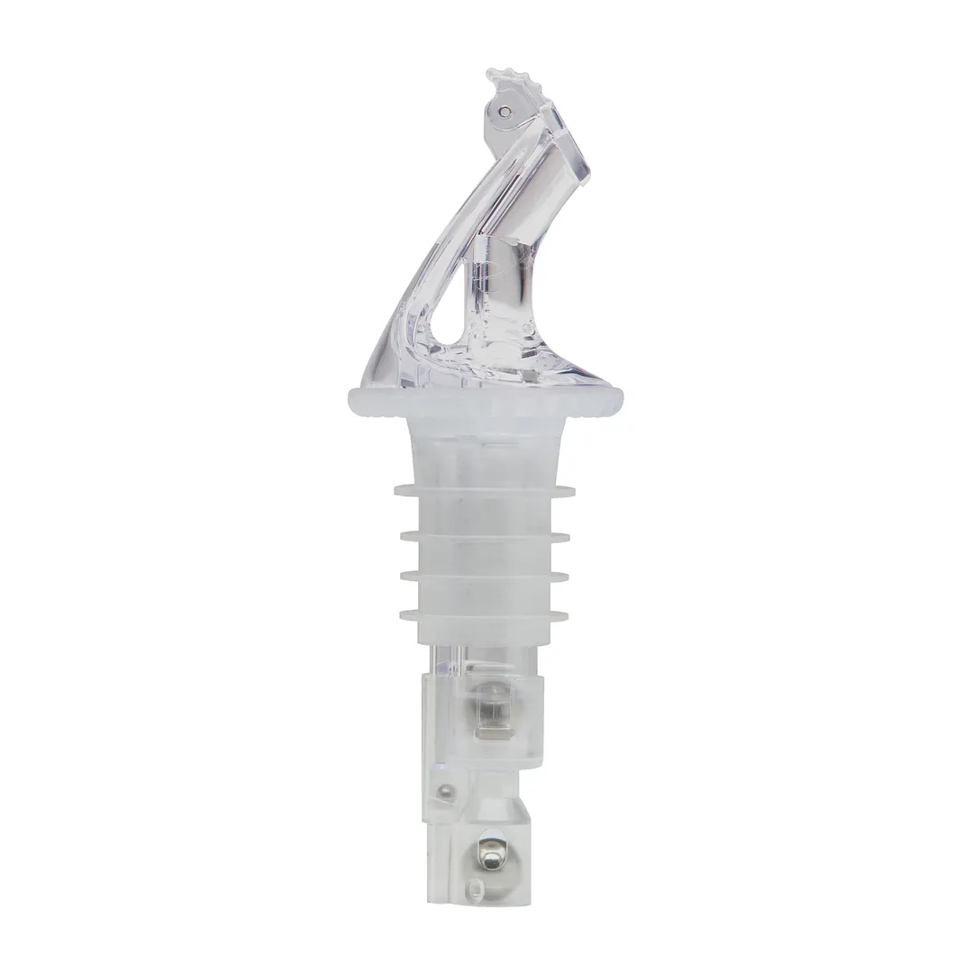 Winco BMP-4100C Bar Maid Clear 1 oz Liquor Pourer, Plastic No‑Collar Flip‑Top - 12/Pack