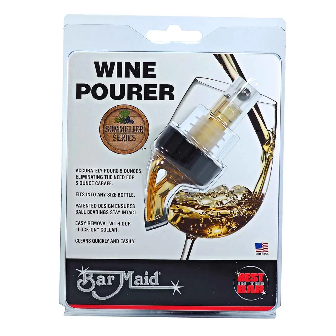 Winco BMP-500RAC Bar Maid 5 oz Premium Liquor Pourer, Rum Amber, Black Collar