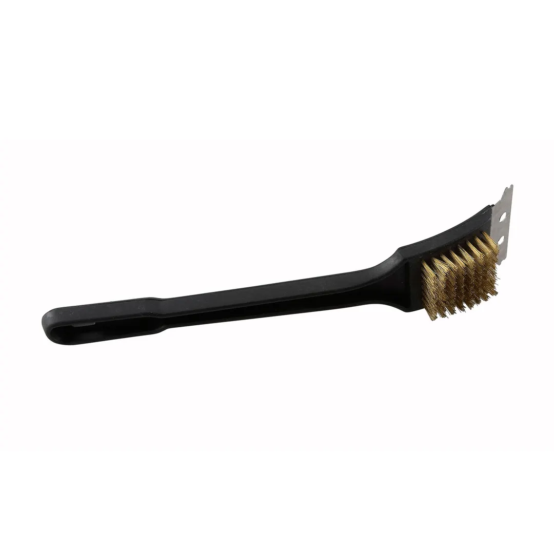 Winco BR-12 Black 12" Grill Brush with Brass Wire