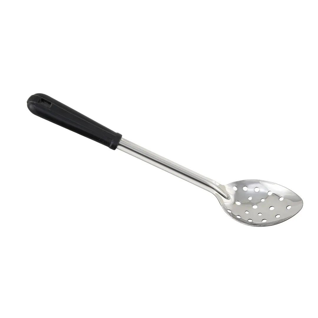 Winco BSPB-13 13" Perforated Stainless Steel Basting Spoon with Black Coated Handle