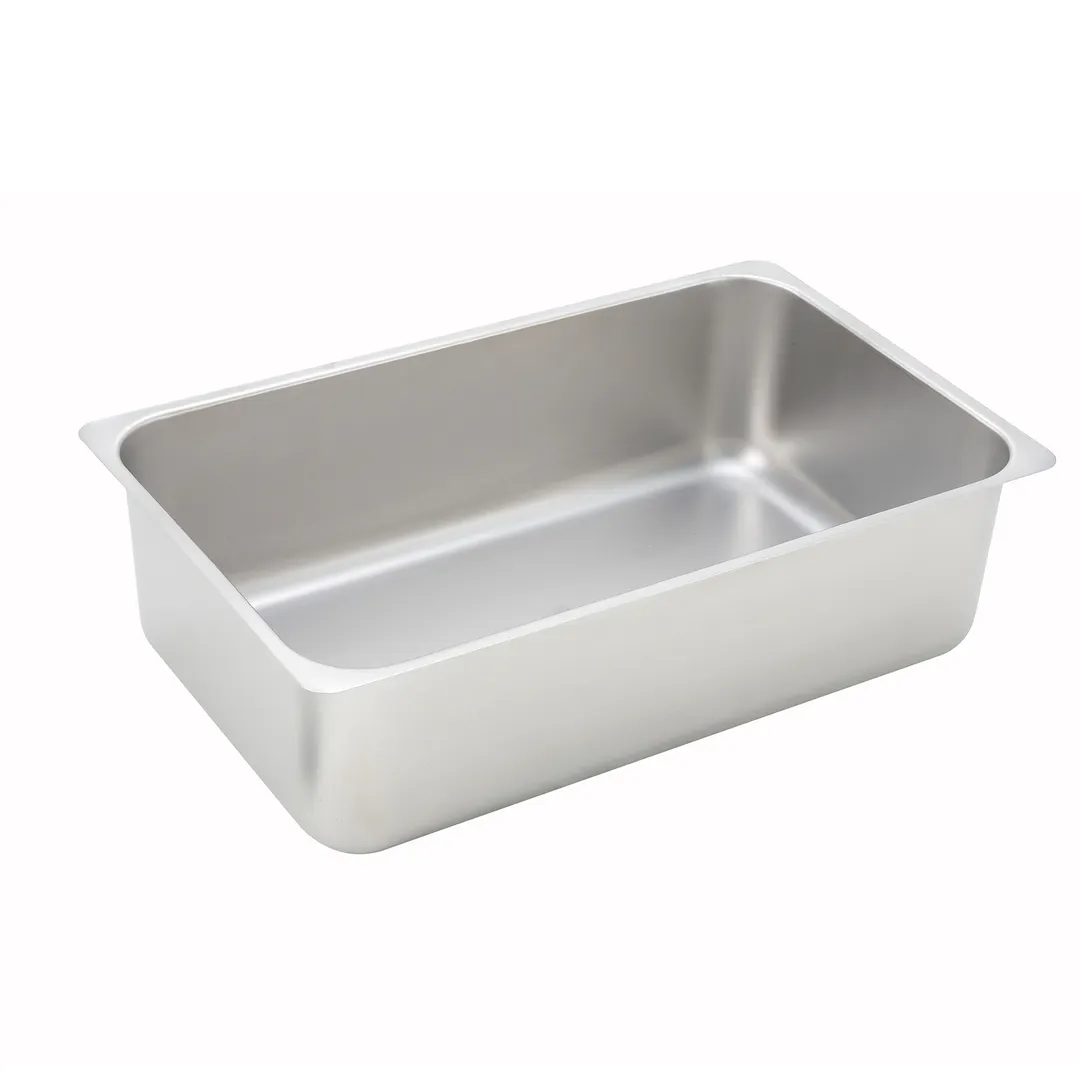 Winco C-WPP 6" Deep Full Size Stainless Steel Spillage Pan Flat Edge