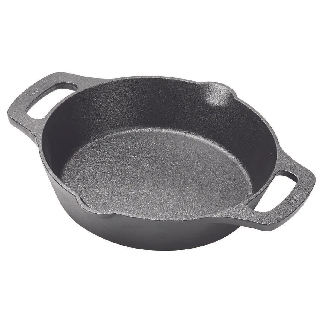 Winco CASD-8 FireIron 8" Round Cast Iron Pre-Seasoned Induction Skillet w/ Dual Handles