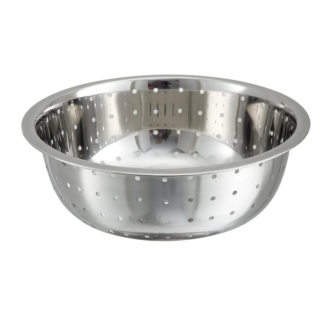 Winco CCOD-11L 5.25 Qt. Stainless Steel Chinese Colander with Large Holes