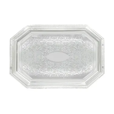 Winco CMT-1420 Octagonal Chrome Serving Tray, 20" X 14"