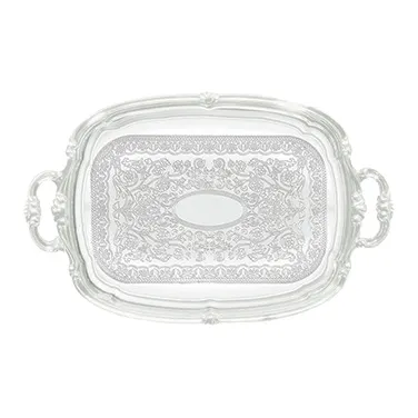 Winco CMT-1912 Rectangular Chrome Serving Tray With Handles, 19-1/2" X 12-1/2"