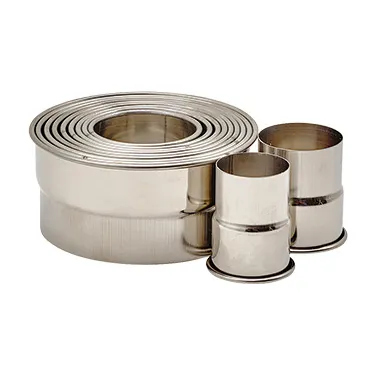 Winco CST-22 11-Piece Stainless Round Cookie Cutter Set, 1-3/8"-4" Dia., 2" H, Nesting, Container - Set