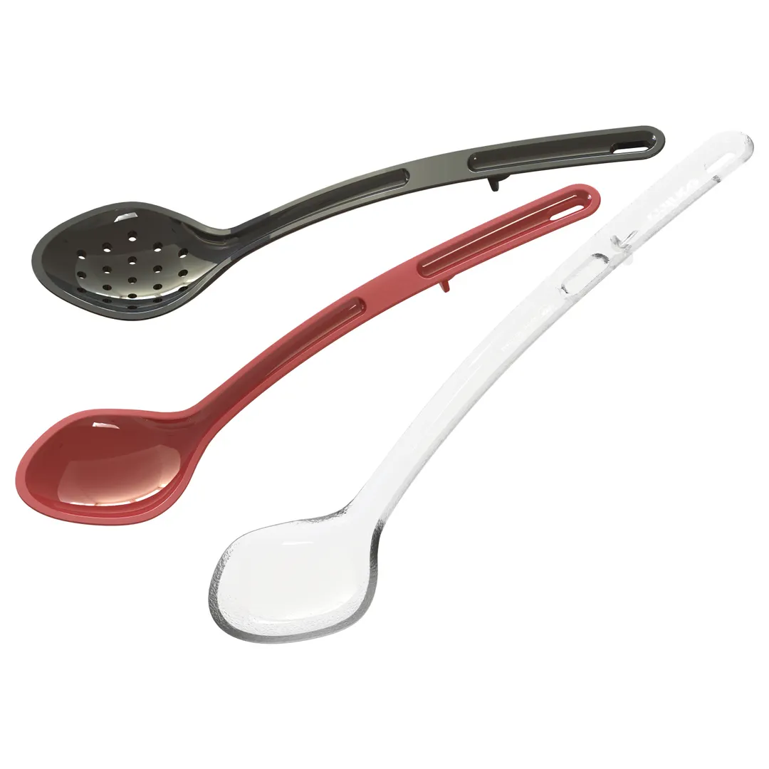 Winco CVPS-15R Red 15" Polycarbonate 1 1/2 oz. Perforated Serving Spoon