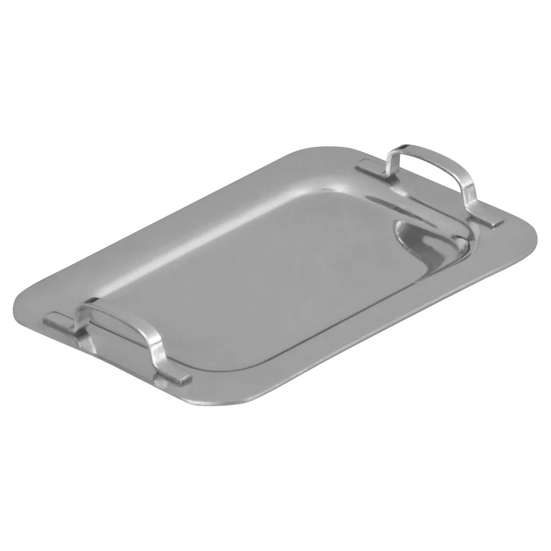 Winco DDSH-101S 6 5/8" x 4 1/4" Stainless Steel Rectangular Mini Serving Platter with Handles