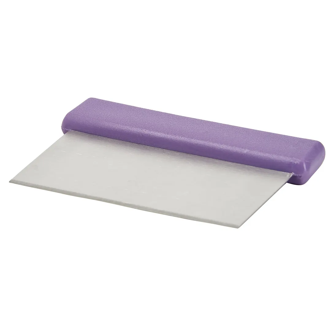Winco DSC-2P Allergen Free Purple Dough Scraper - 6" x 3" Stainless Steel Blade, Allergen Free