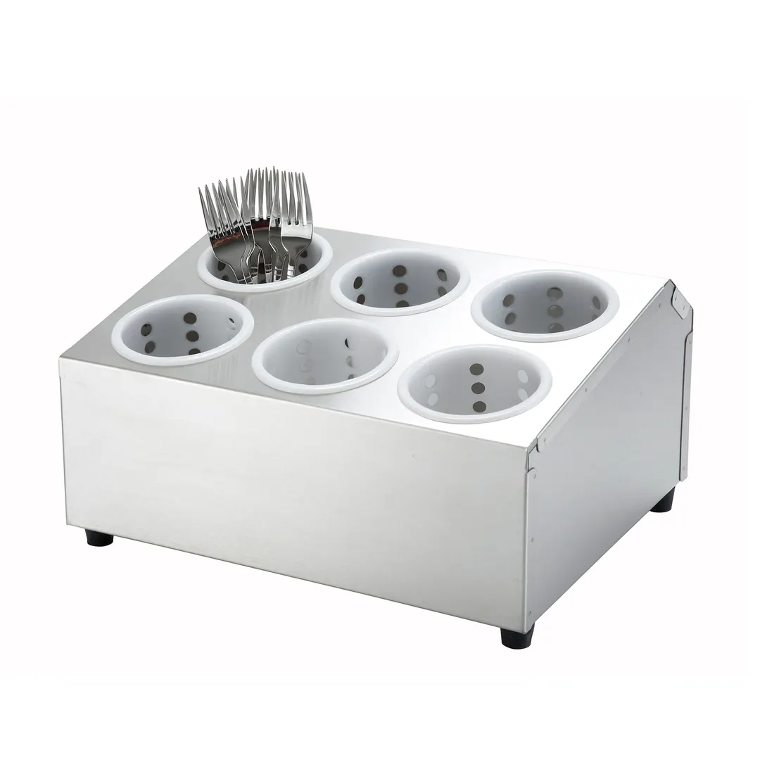 Winco FC-6H 6 Hole Stainless Steel Flatware Cylinder Holder