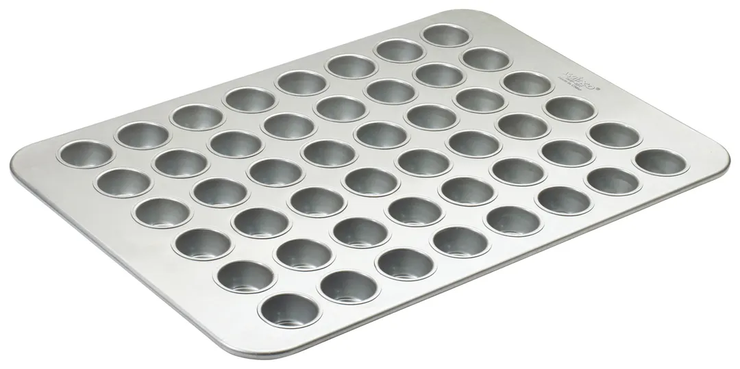 Winco HMF-48T Mini Muffin Pan, 48 Cup / 2.1 oz - Silicone Glazed Aluminized Steel