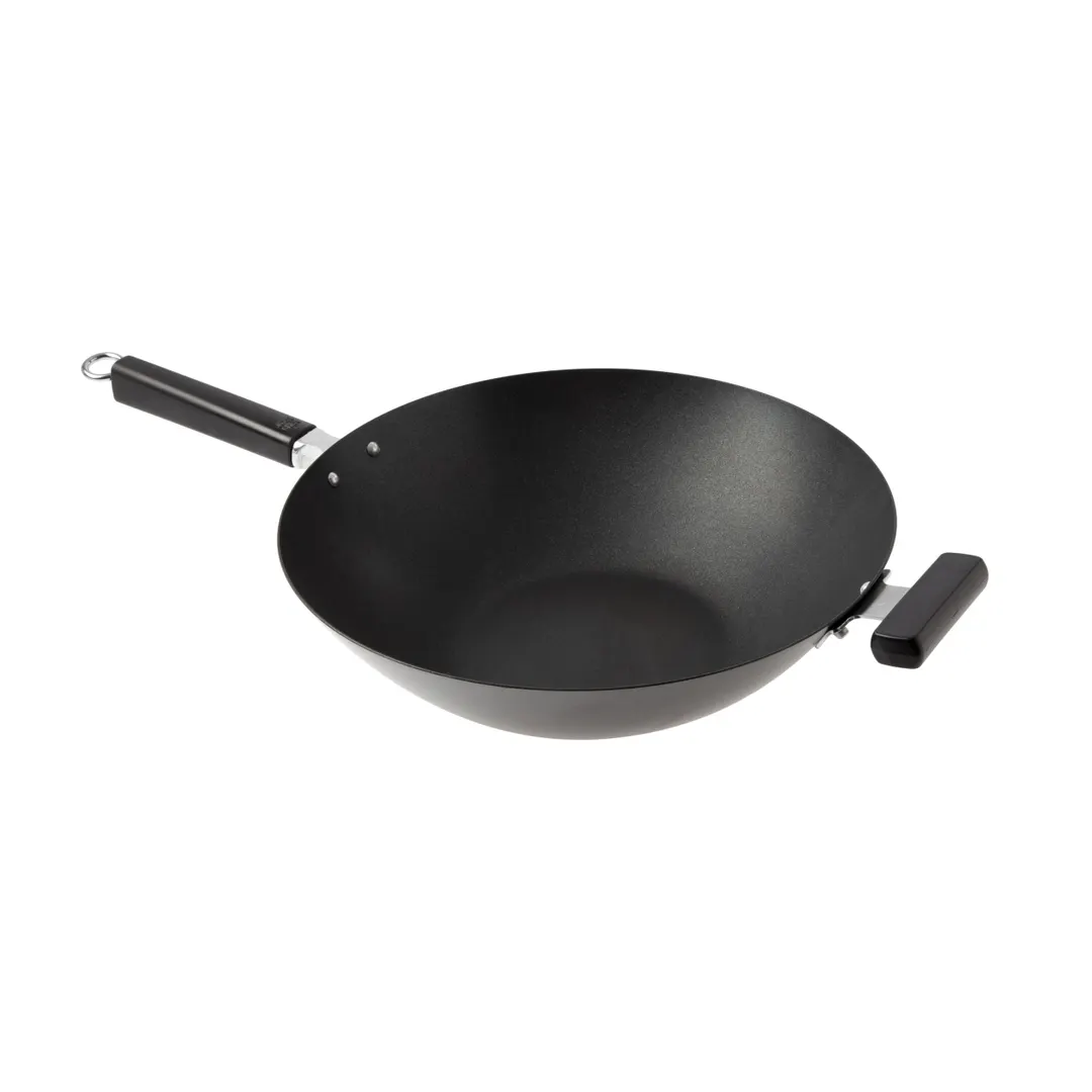 Winco J22-0040  Joyce Chen Nonstick Carbon Steel Flat Bottom Wok with Phenolic Handles, 14"