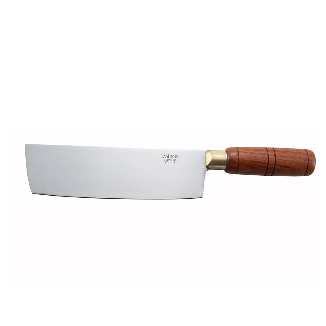 Winco KC-201R 7" Stainless Steel Chinese Cleaver w/ Wooden Handle