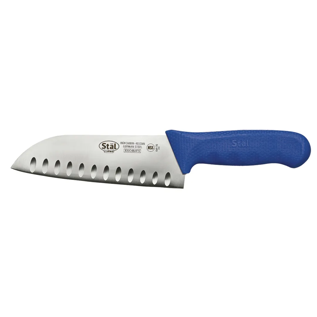 Winco KWP-70U Stäl 7" Santoku Knife w/ Blue Handle