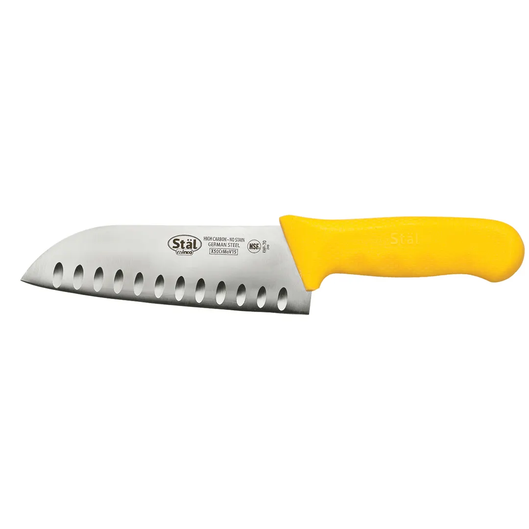 Winco KWP-70Y Stäl 7" Santoku Knife w/ Yellow Handle