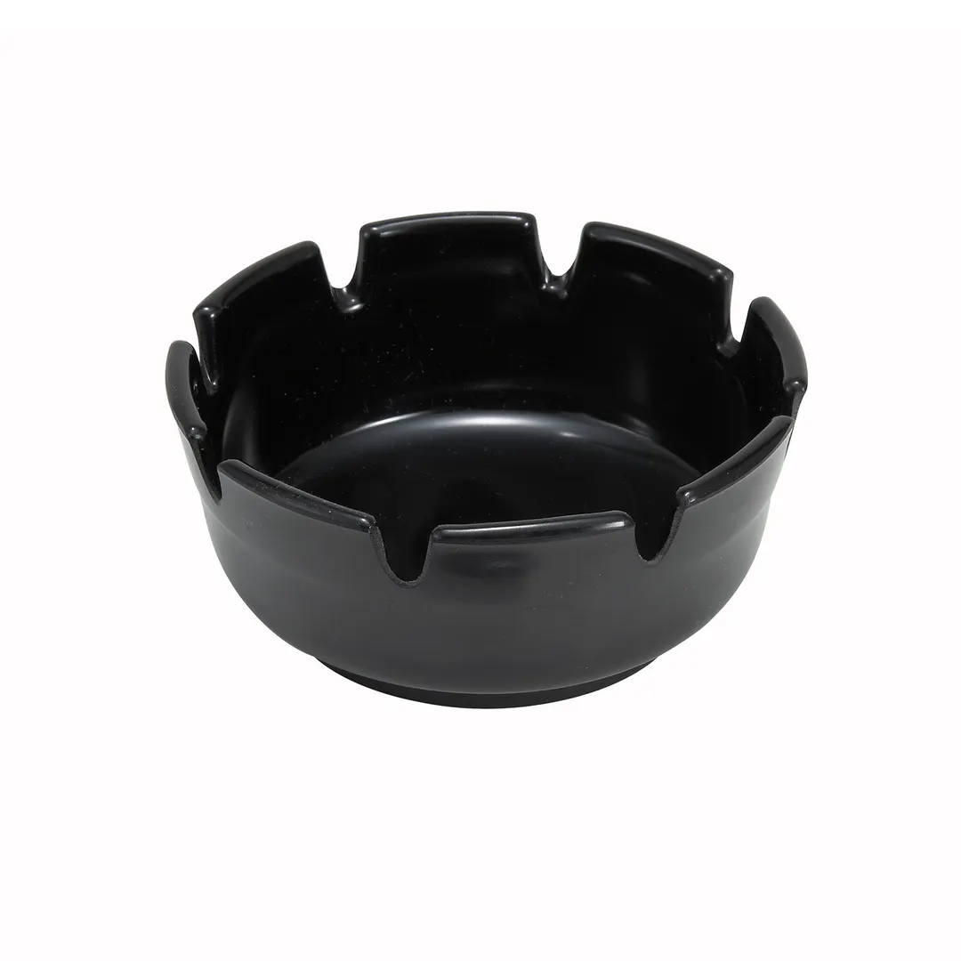Winco MAS-4K Round 4" Diameter Bakelite Ashtray, Black, Heat-Resistant to 380°F (193°C) - 1 Dozen