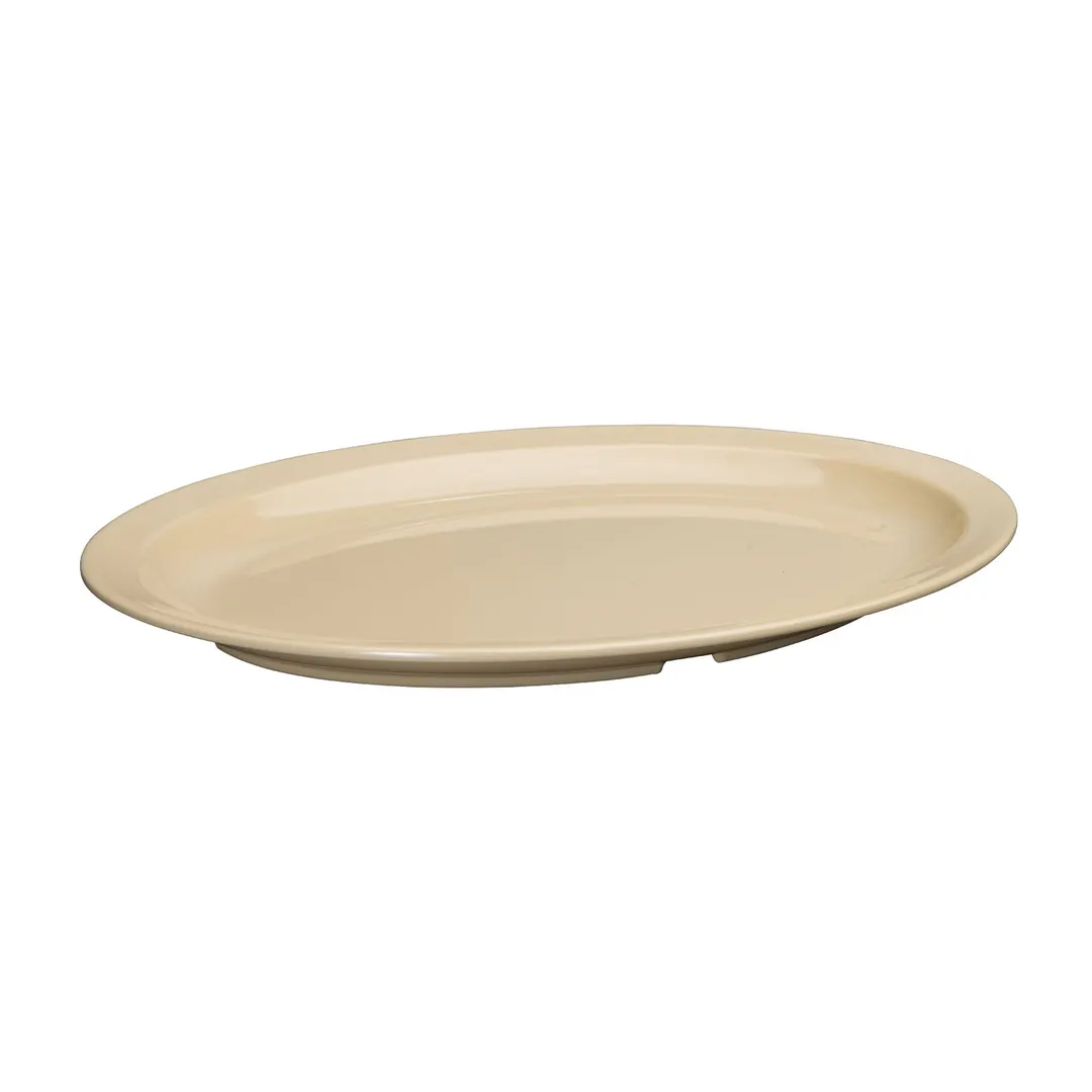 Winco MMPO-139 Oval Melamine Platter 13-1/8" x 9-1/2" tan, up to 212°F, dishwasher safe - 1 Dozen