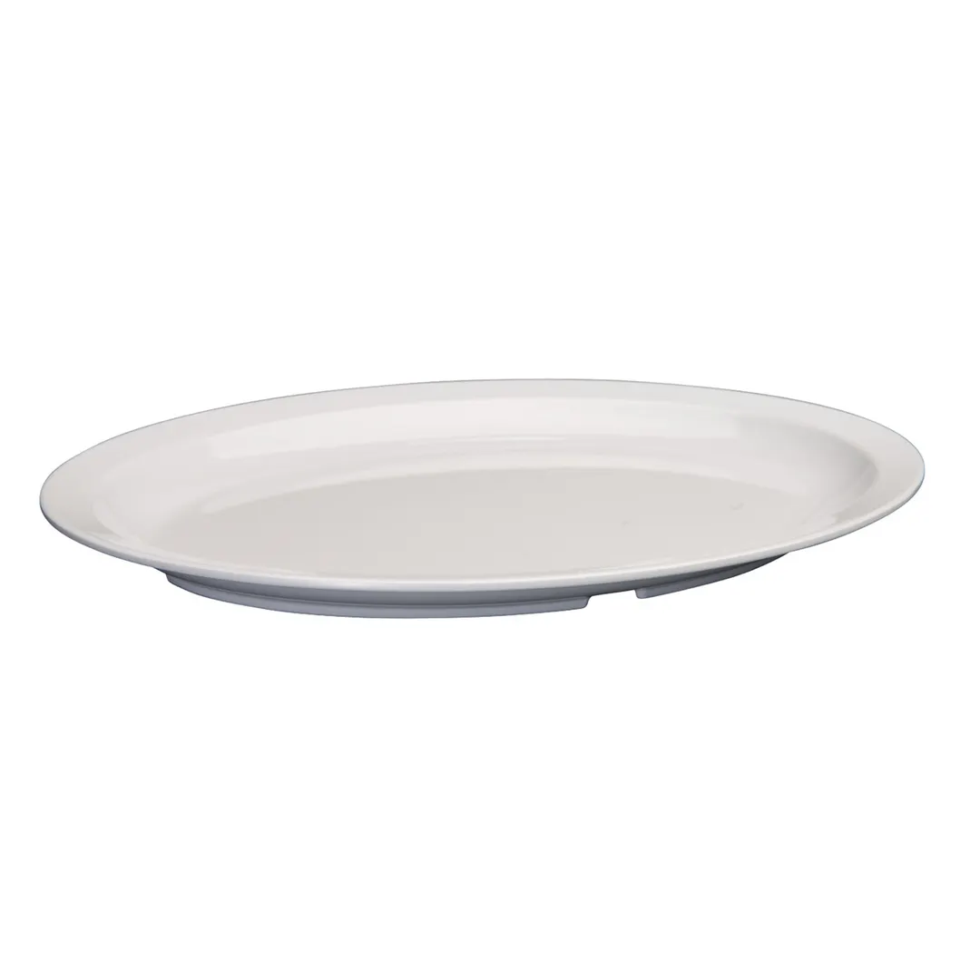 Winco MMPO-139W Oval White Melamine Platter 13-1/8" x 9-1/2", Heat‑Resistant 212°F - 1 Dozen