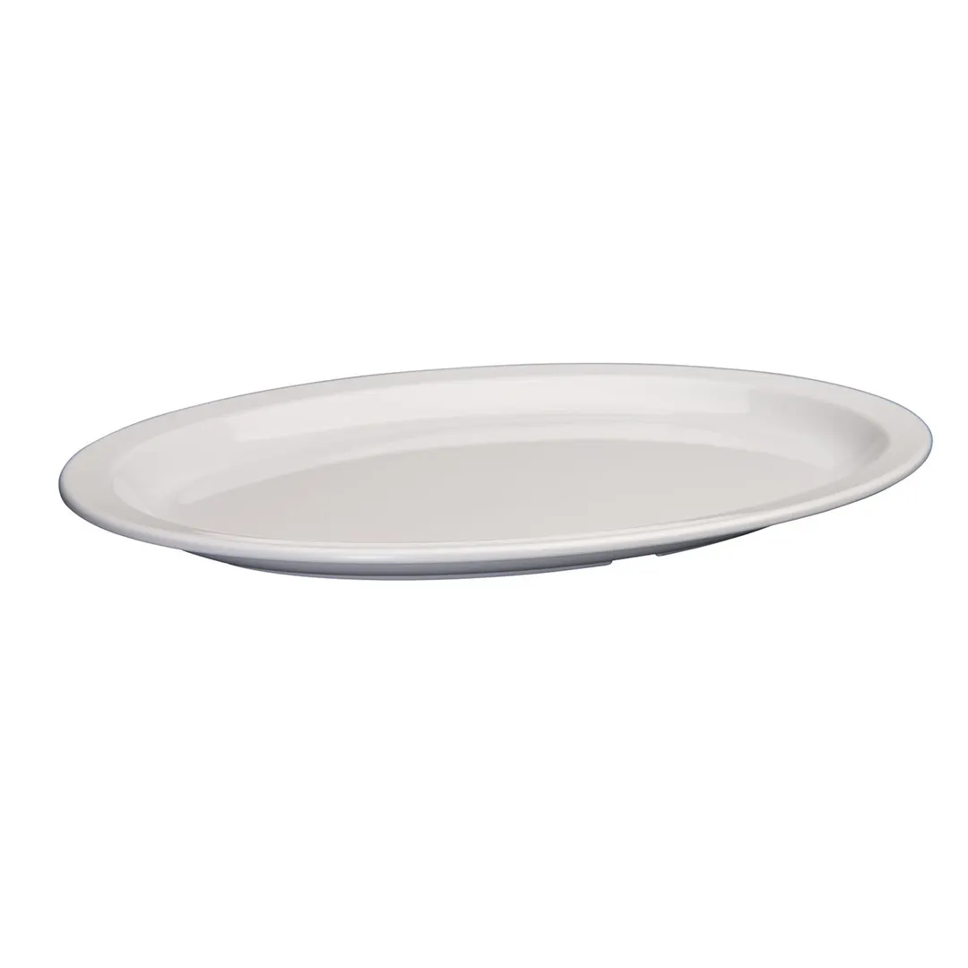 Winco MMPO-1510W 15½" x 10⅞" Oval White Melamine Platter, 212°F Heat‑Resist, Safe - 1 Dozen