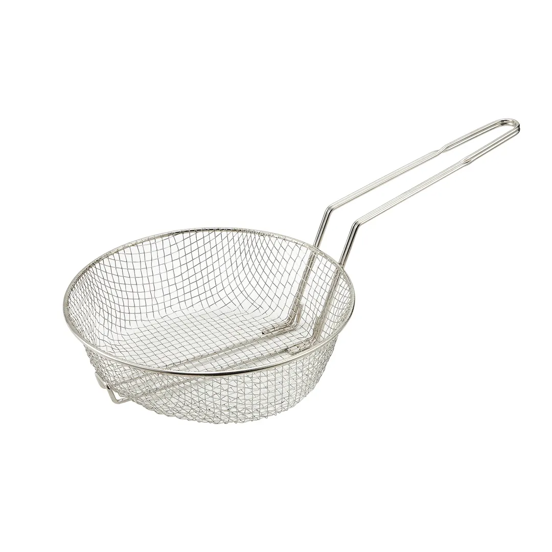 Winco MSB-12M 12" Round Medium Mesh Culinary Basket w/ Nickel Plated Steel