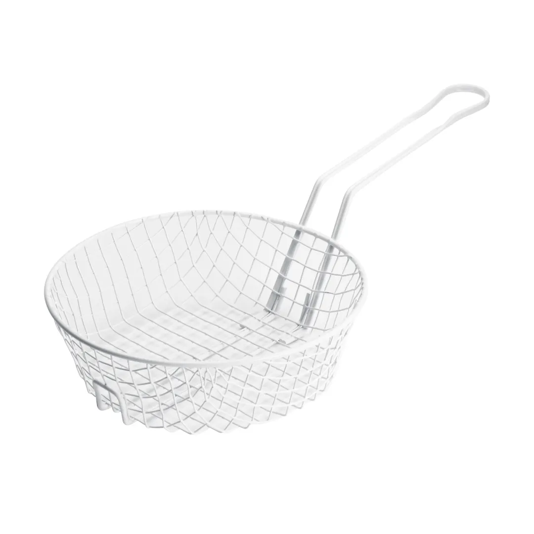 Winco MSBW-10 10" Non-Stick Coarse Mesh Breading Basket w/ White Plastic Coating