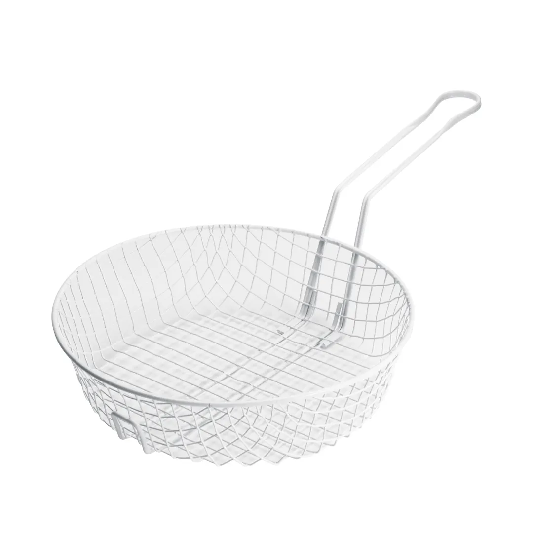 Winco MSBW-12 12" Non-Stick Coarse Mesh Breading Basket w/ White Plastic Coating