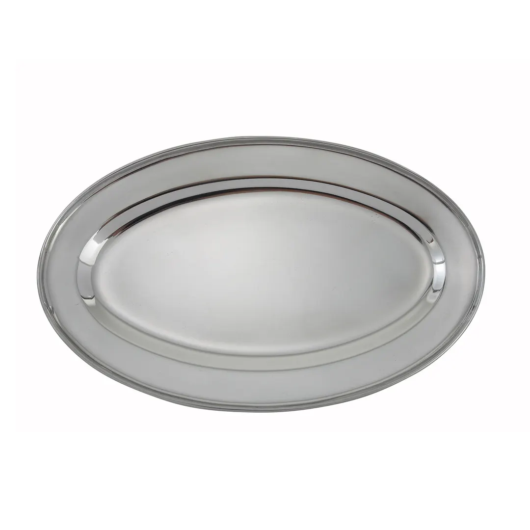 Winco OPL-16 Oval Stainless Steel 16" x 10-1/4" Platter