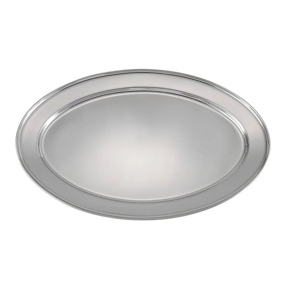 Winco OPL-18 Oval Stainless Steel 18" x 11-1/2" Platter
