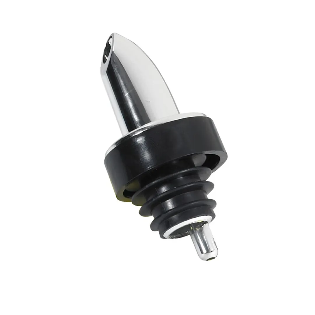 Winco PP-C Liquor Pourer – Free‑Flow, Chrome‑Plated Spout, Silver Finish, Black Collar – 1 Dozen