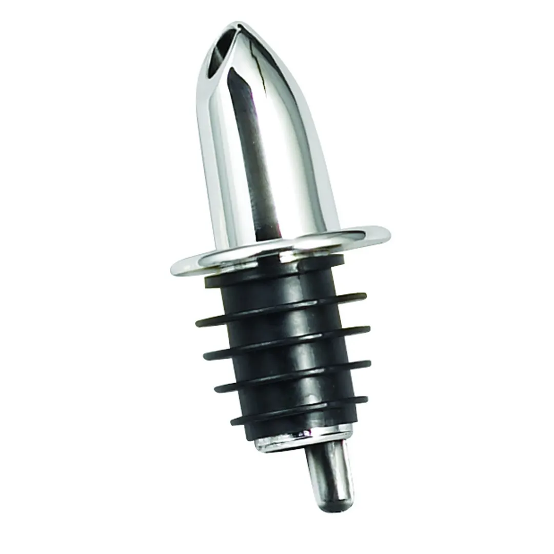 Winco PP-NC Fast Flow Liquor Pourer, Chrome Silver Spout, Breather Tube, Cork, No Collar - 1 Dozen