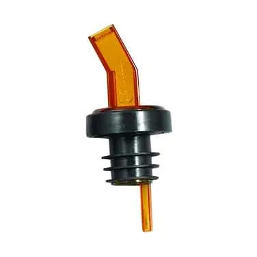 Winco PP-SAM Liquor Pourer with Screen, Amber Bent Spout, Plastic, No Collar - 1 Dozen