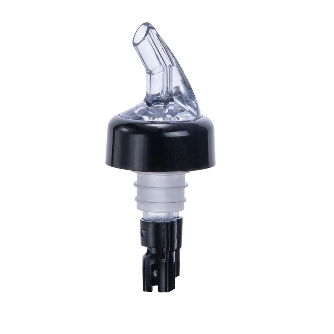 Winco PPA-063 Liquor Pourer, 5/8 oz, Clear Spout, Black Collar & Tail, Plastic - 1 Dozen