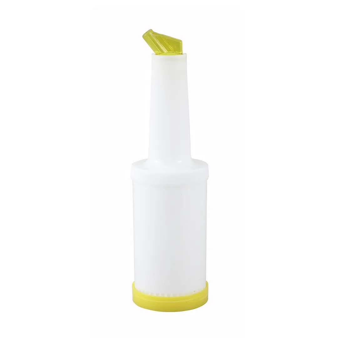 Winco PPB-1Y 1 Qt Liquor & Juice Multi Pour w/ Yellow Spout & Lid