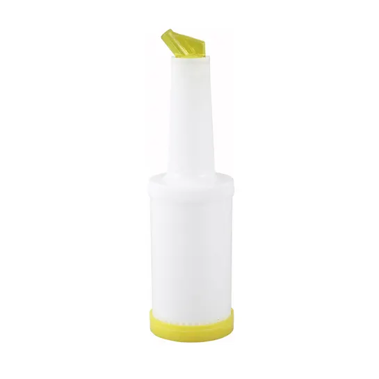 Winco PPB-2Y 2 Qt Liquor & Juice Multi Pour with Yellow Spout & Lid
