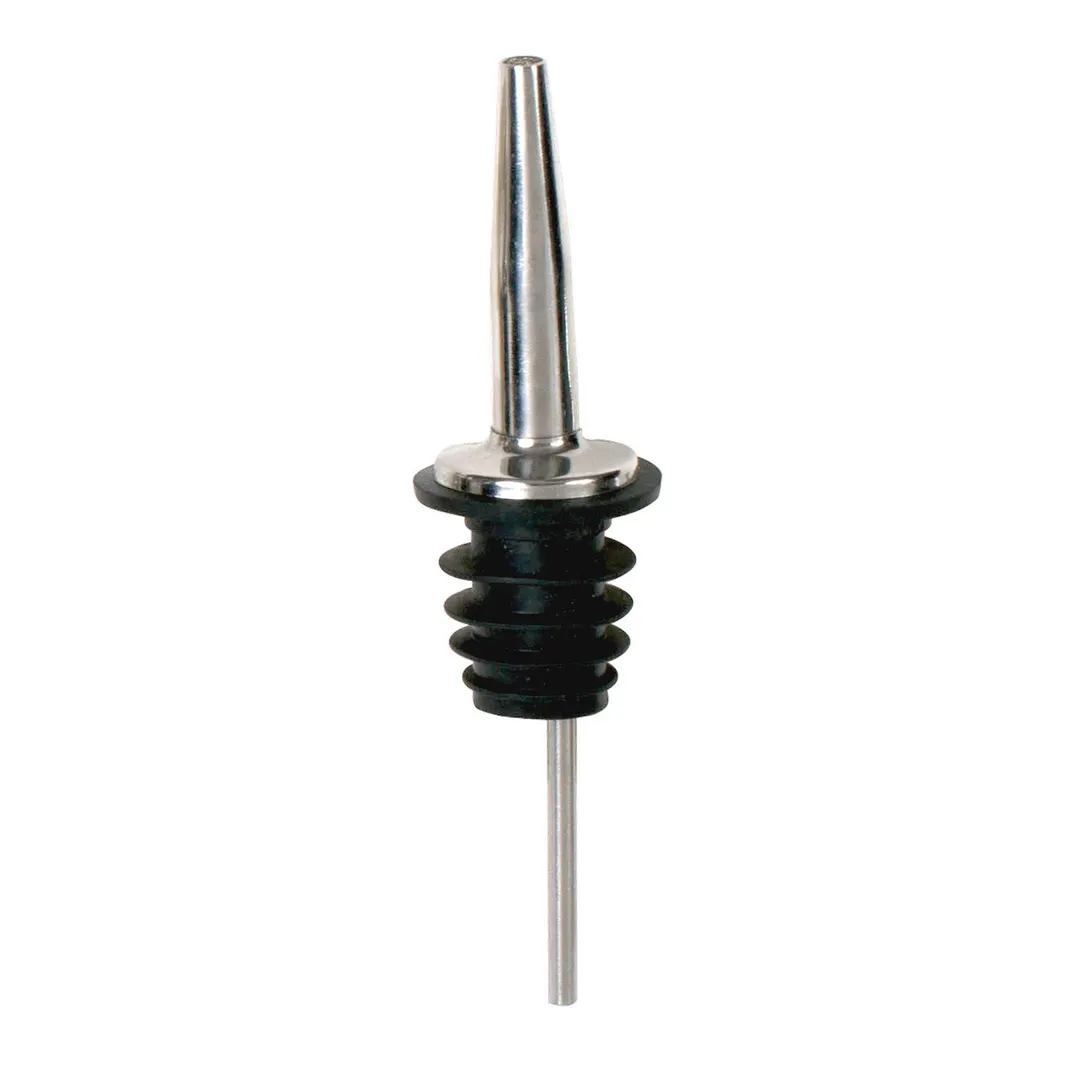 Winco PPM-4 Medium Flow Stainless Steel Liquor Pourer with Tapered Silver Spout, Poly Cork – 1 Dozen