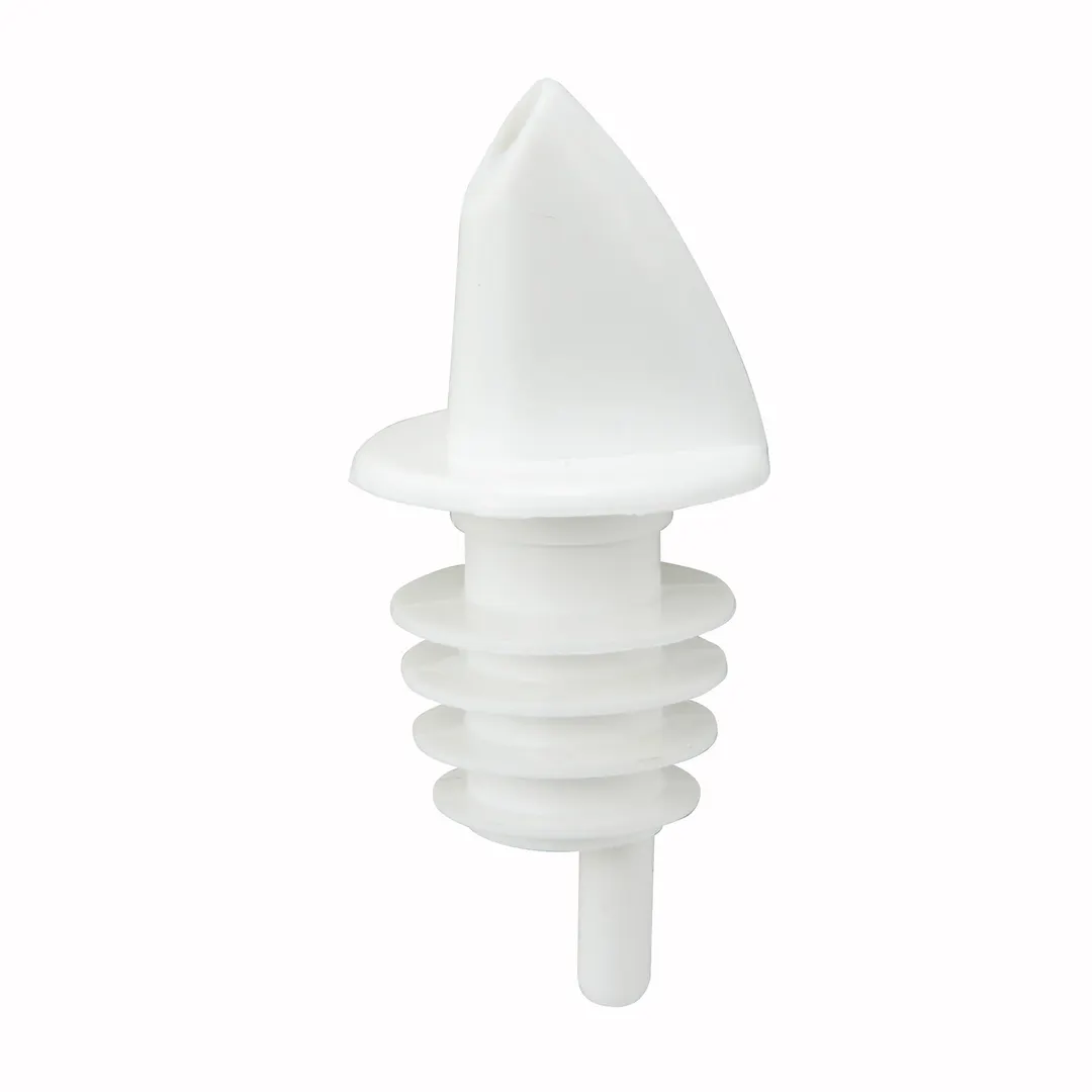 Winco PPR-2W White Plastic Free Flow Liquor Pourer, No Collar, White Spout - 1 Dozen