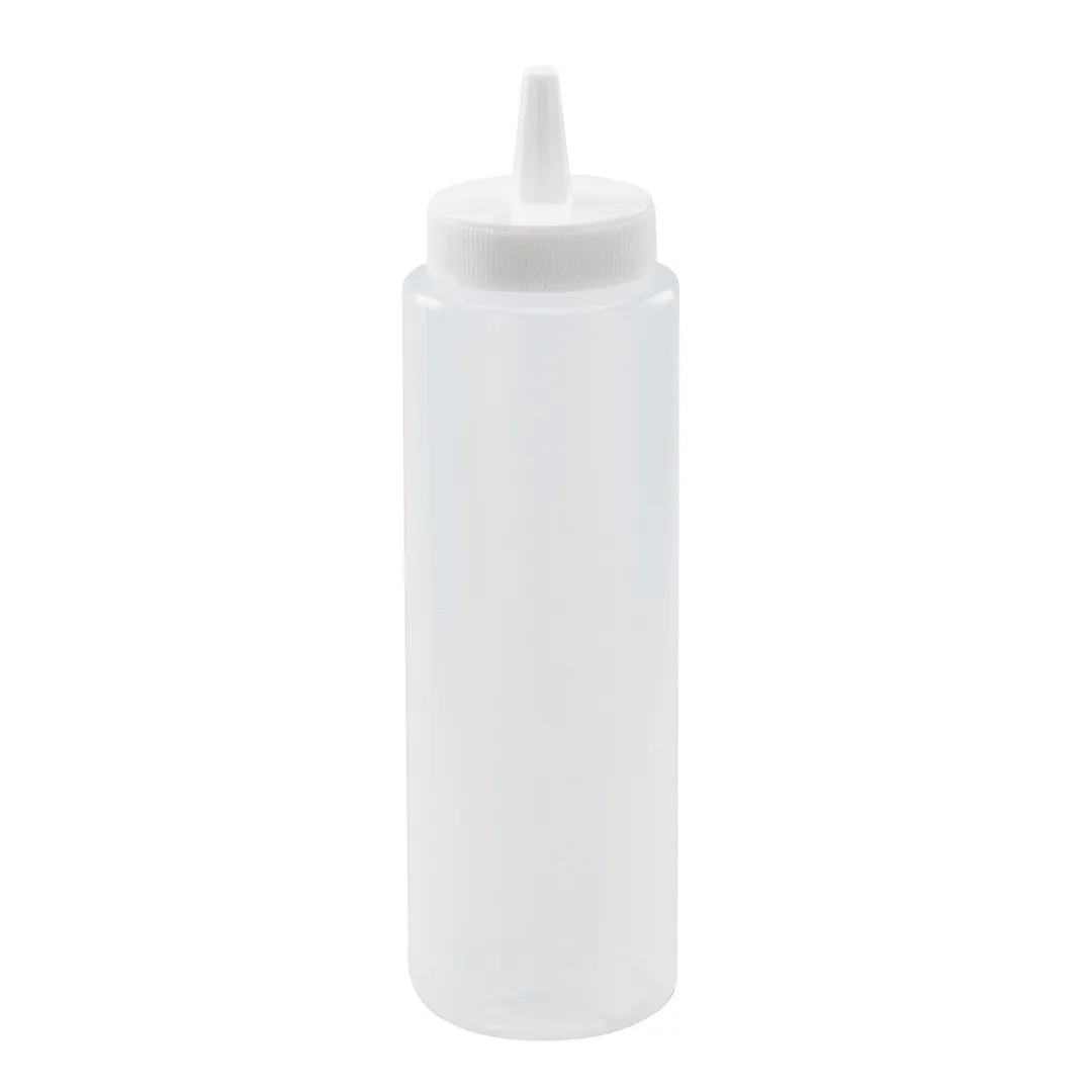 Winco PSB-08C - 8 oz Clear BPA-Free Plastic Squeeze Bottle, Single Tip, 6/Pack