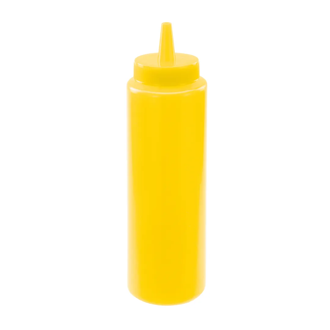 Winco PSB-08Y Squeeze Bottle – 8 oz BPA‑Free Plastic, Yellow Bottle & Cap, Single Tip – 6/Pack