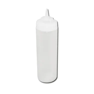 Winco PSW-12 Squeeze Bottle, 12 oz Clear Wide-Mouth, BPA-Free Plastic, Single Tip - 6/Pack