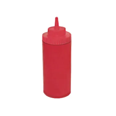 Winco PSW-16R Squeeze Bottle, 16 oz Wide Mouth, Red Plastic, BPA‑Free, NSF Certified - 6/Pack