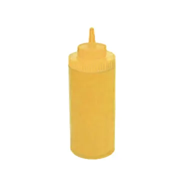 Winco PSW-16Y Squeeze Bottle - 16 oz Wide-Mouth, BPA-Free Yellow Plastic, Single Tip - 6/Pack