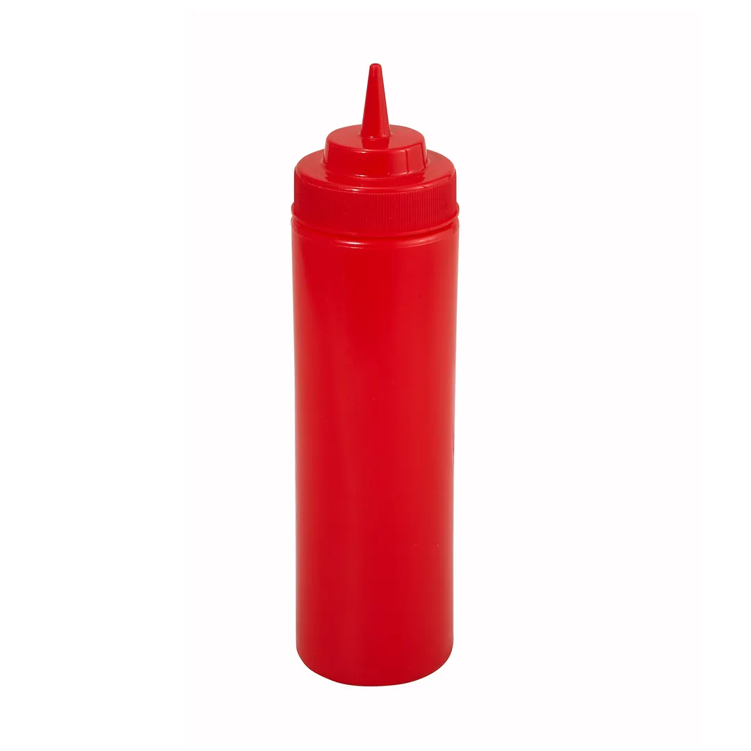 Winco PSW-24R Squeeze Bottle – 24 oz Wide‑Mouth BPA‑Free Plastic, Red Color, Single Tip – 6/Pack