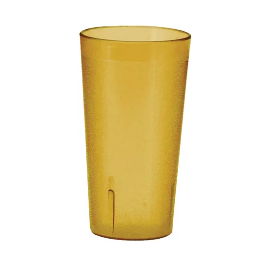 Winco PTP-09A 9.5 oz Pebbled Amber Plastic Tumbler, Break‑Resistant, Dishwasher Safe - 1 Dozen