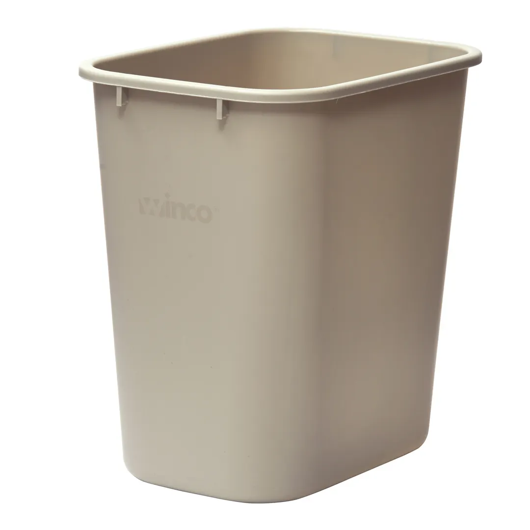 Winco PWR-28BE Wastebasket, 28 qt., 14-5/8"W X 10-1/4"D X 15"H, Rectangular, Beige
